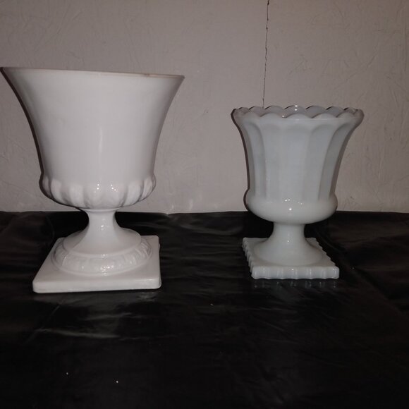 Vintage Milk Glass Vase/ Planters (2 ) - Picture 2 of 11